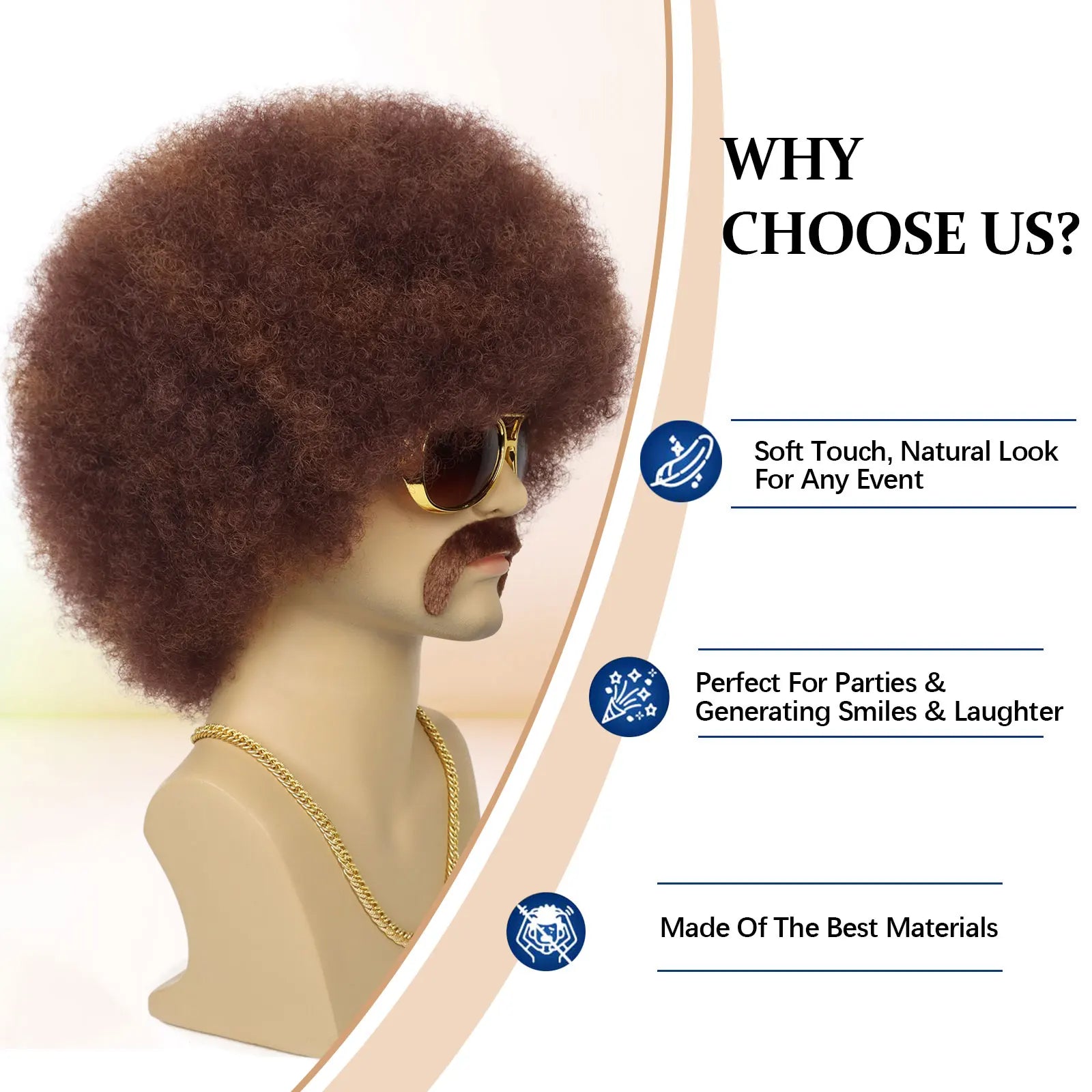 Short Curly Afro Disco Costume Wig for Men Party and Halloween Fun - 5