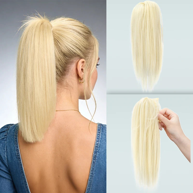14-Inch Straight Claw Clip Ponytail Extension - 20