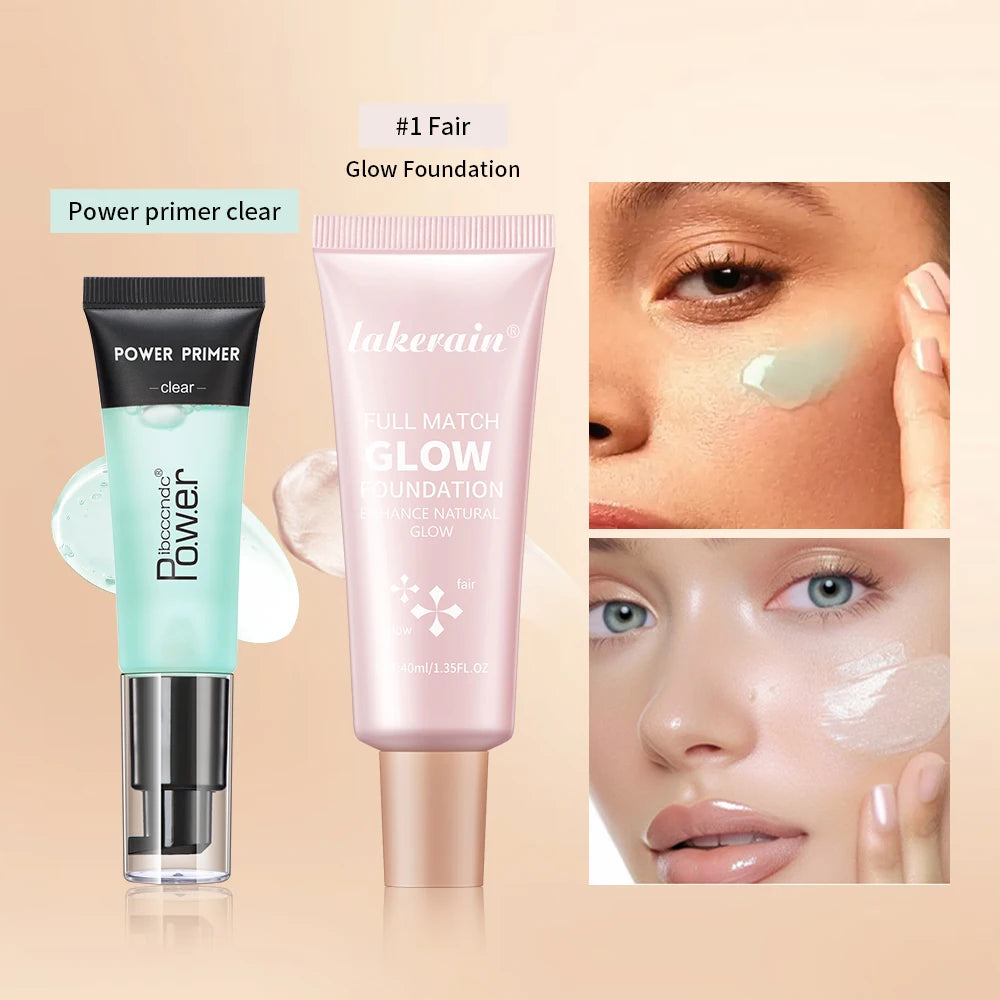 Hydrating Makeup Primer and Glow Foundation Set for Radiant Skin