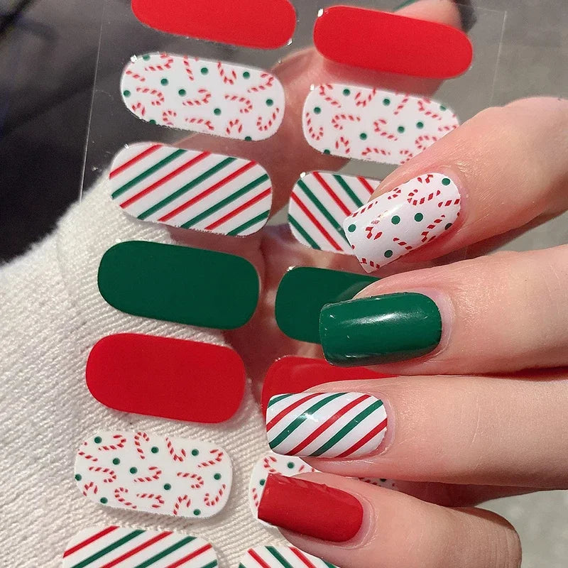 Festive Winter Snowflake Semi-Cured Gel Nail Wraps for Holiday Manicures