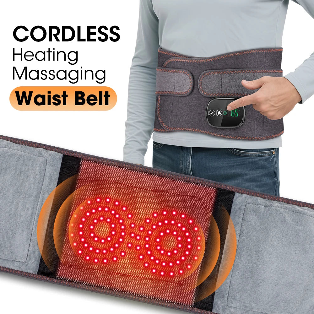 Cordless Heated Waist Massager with Infrared Heat and Vibration Therapy