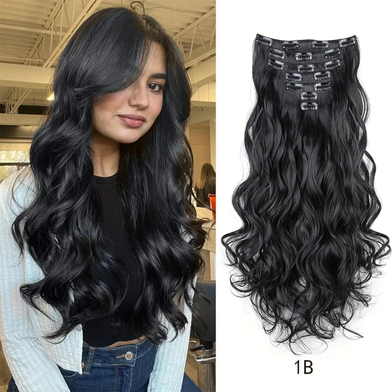 18-Inch Wavy Clip-In Synthetic Hair Extension Set