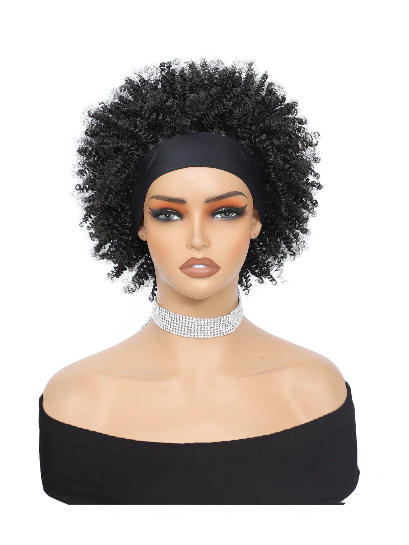Short Curly Afro Headband Wig for Women - 3