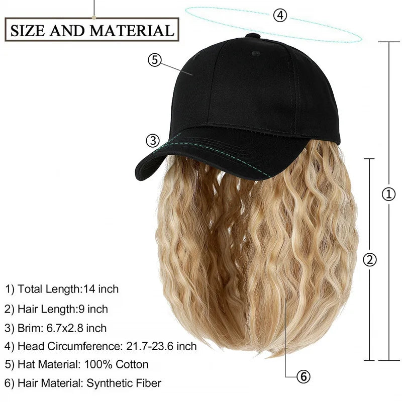 Short Wavy Curly Hair Baseball Cap Wig for Daily Wear - 2