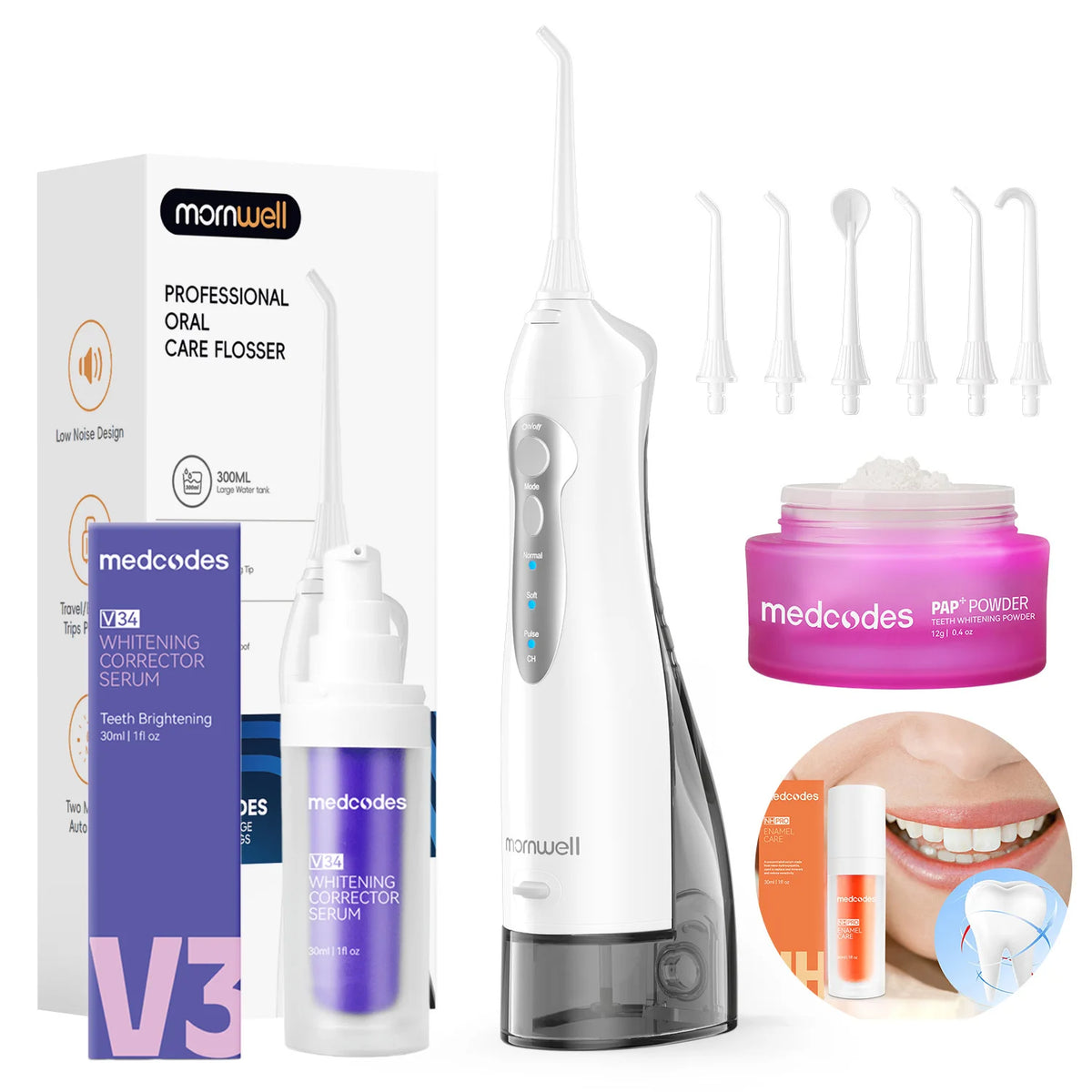 Portable Electric Water Flosser and Teeth Whitening Kit for Oral Care