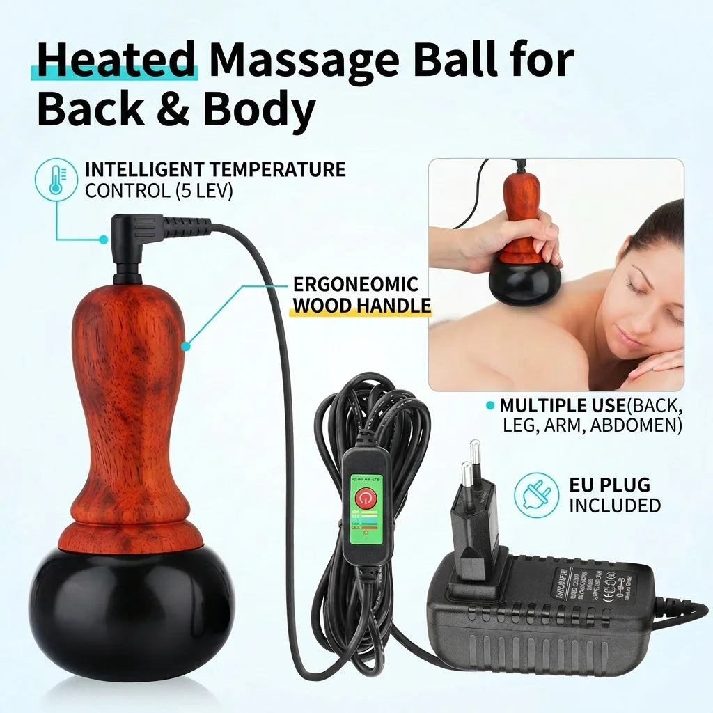 Electric Heated Bian Stone Massage Ball for Full Body Pain Relief - 1