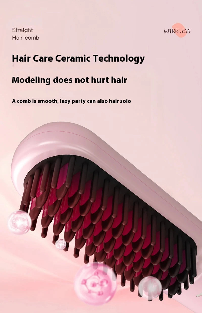 Fast Heating Cordless Hair Straightening Brush for Smooth Frizz-Free Hair - 12