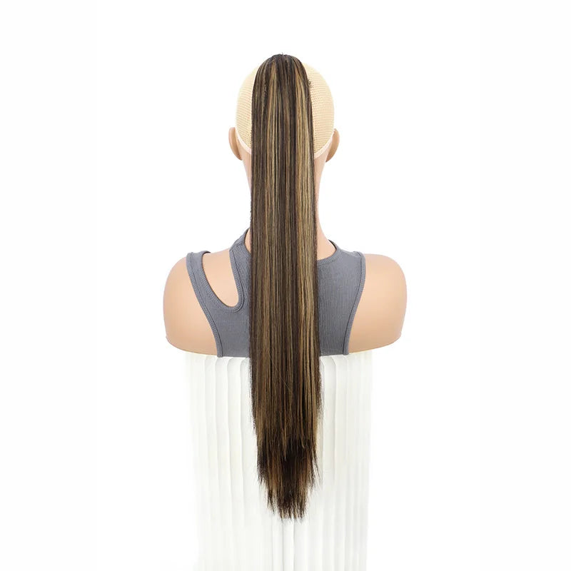 24-Inch Long Straight Claw Clip-On Ponytail Hair Extension - 18