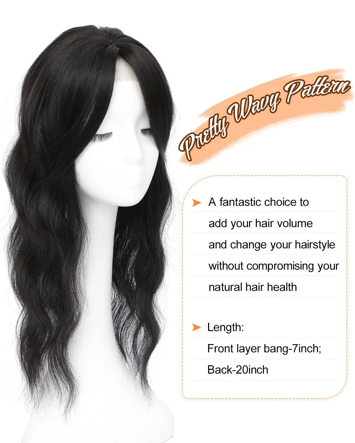 Clip-In Hair Topper with Bangs for Natural Volume and Root Coverage