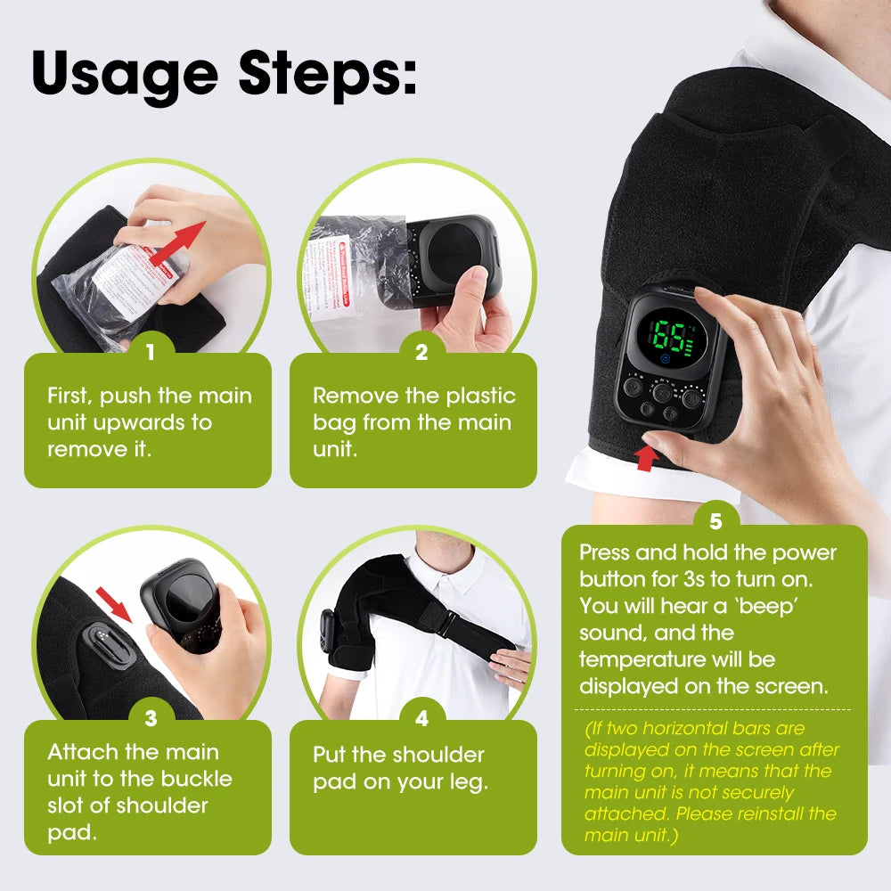 Cordless Heated Shoulder Massage Brace with App Control and Vibration