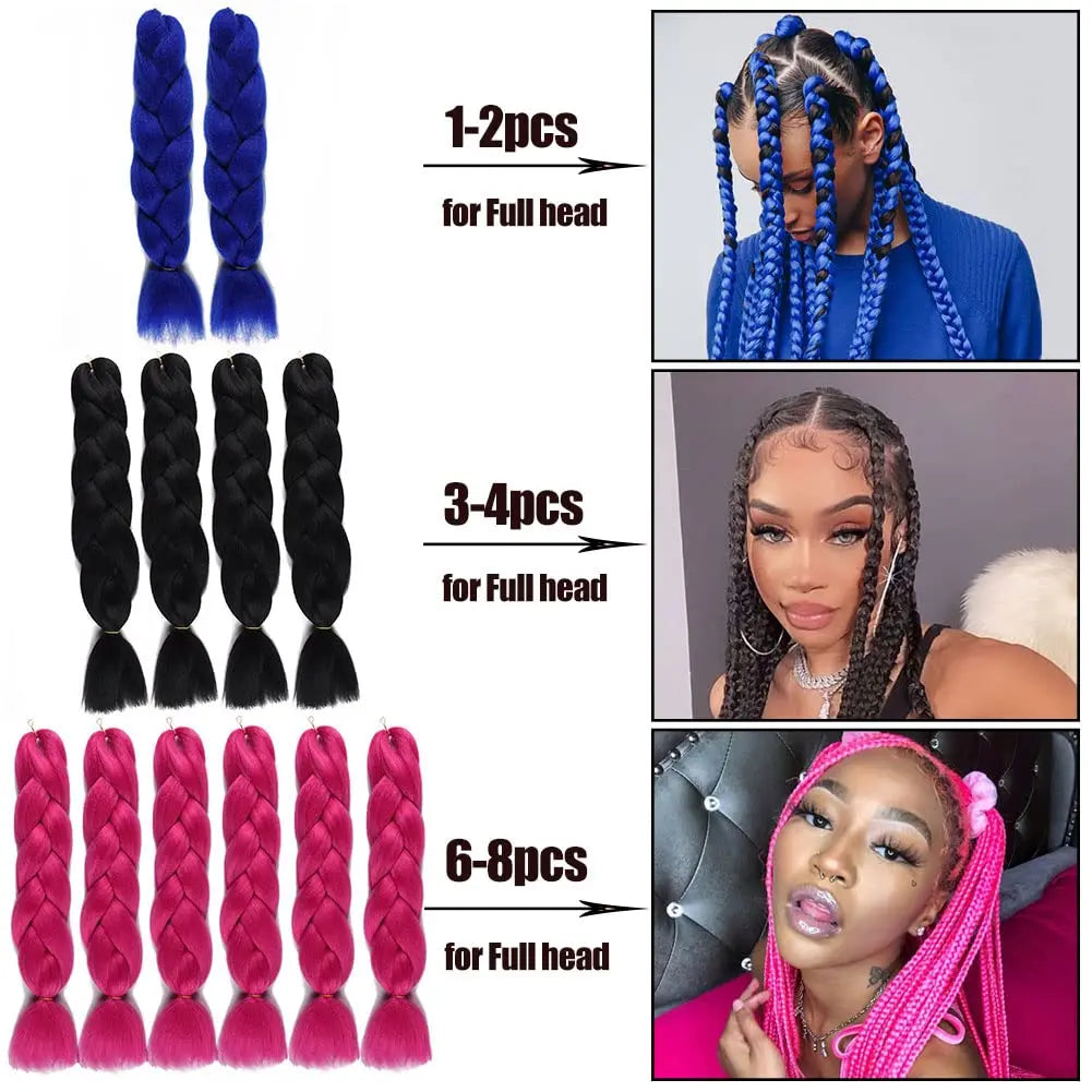 24-Inch Synthetic Jumbo Braiding Hair Extensions for Styling