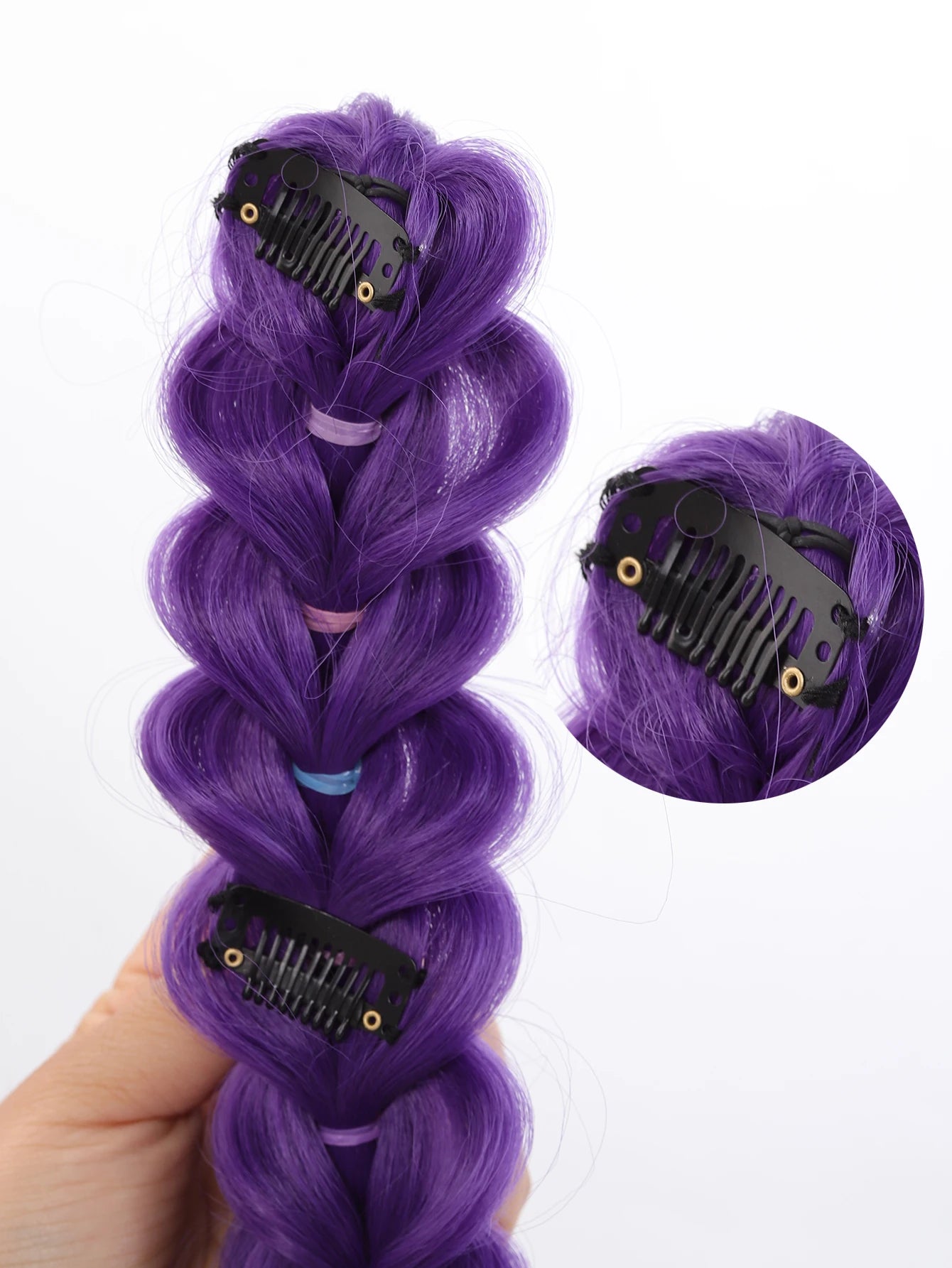 35-Inch Long Braided Purple Ponytail Extension for Costumes - 13