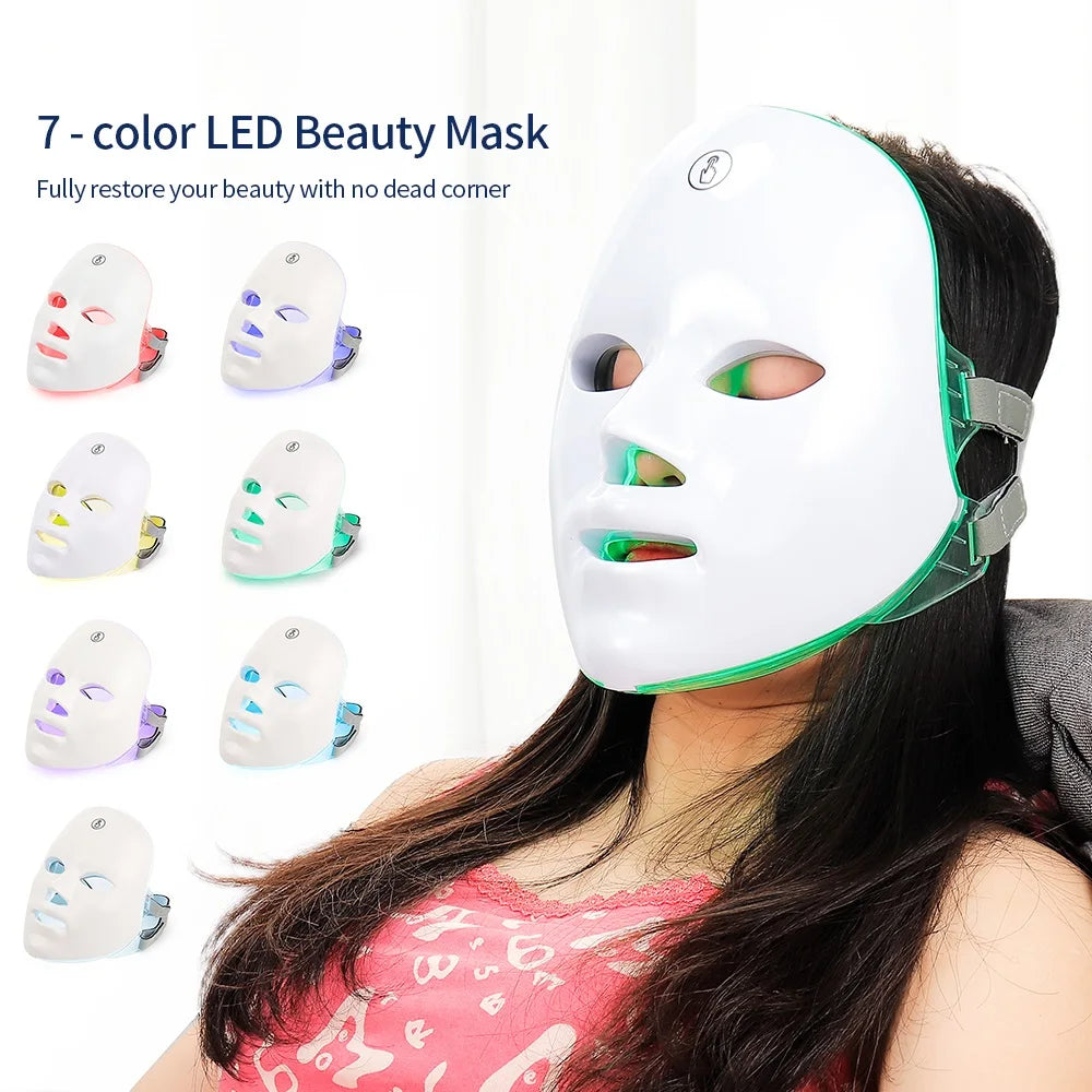 7-Color LED Photon Light Therapy Face Mask for Skin Rejuvenation - 7