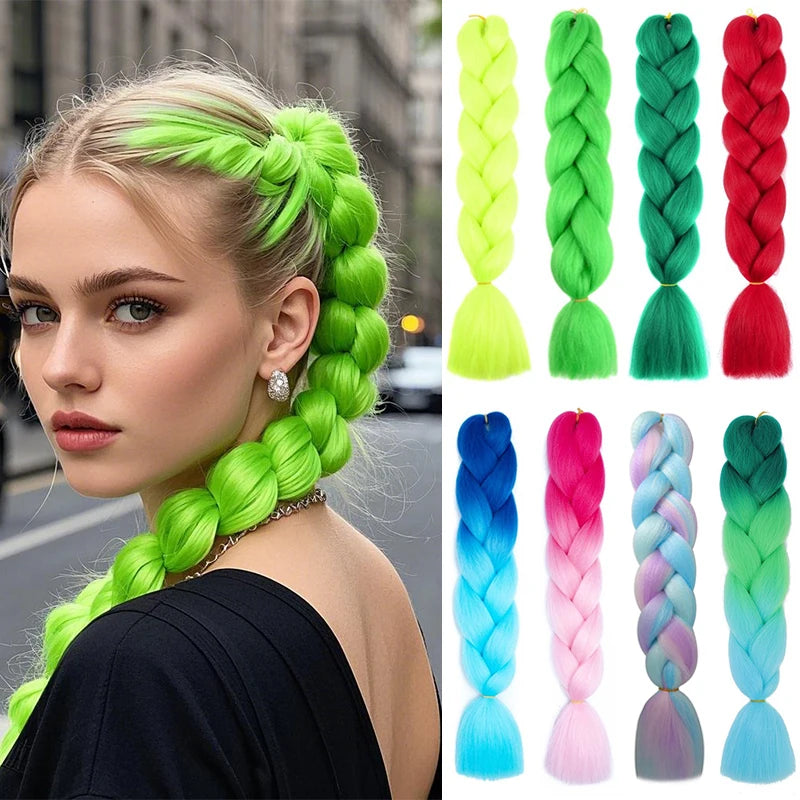 Colorful Synthetic Pre-Stretched Braiding Hair Extensions for Women