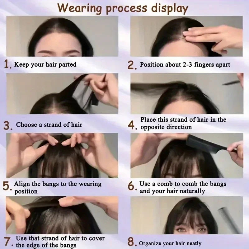 Clip-In Wispy Fringe Bangs with Sideburns for Natural Hair Transformation