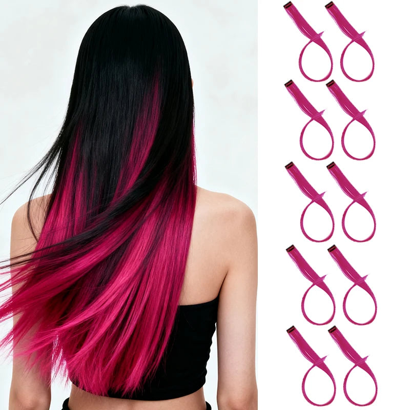 22-Inch Clip-In Synthetic Hair Extensions for Instant Color Highlights - 1