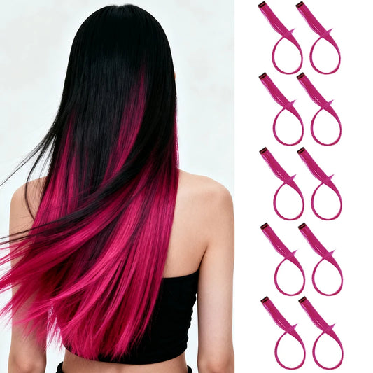 22-Inch Clip-In Synthetic Hair Extensions for Instant Color Highlights
