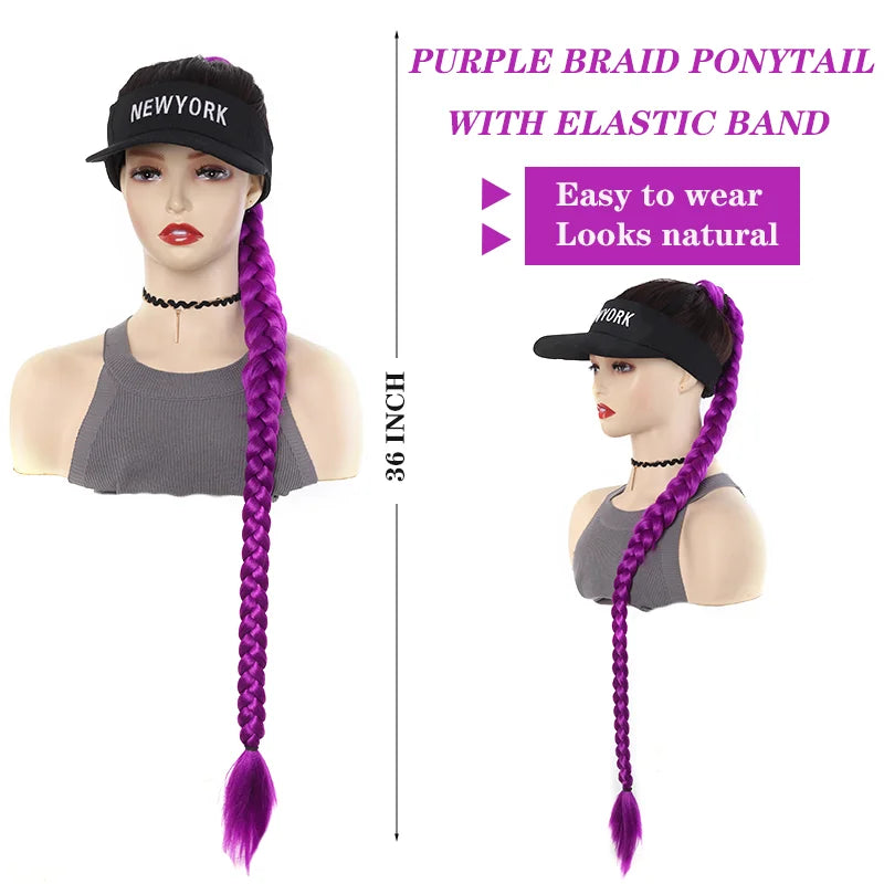 36 Inch Pre-Braided Purple Ponytail Extension for Cosplay - 4