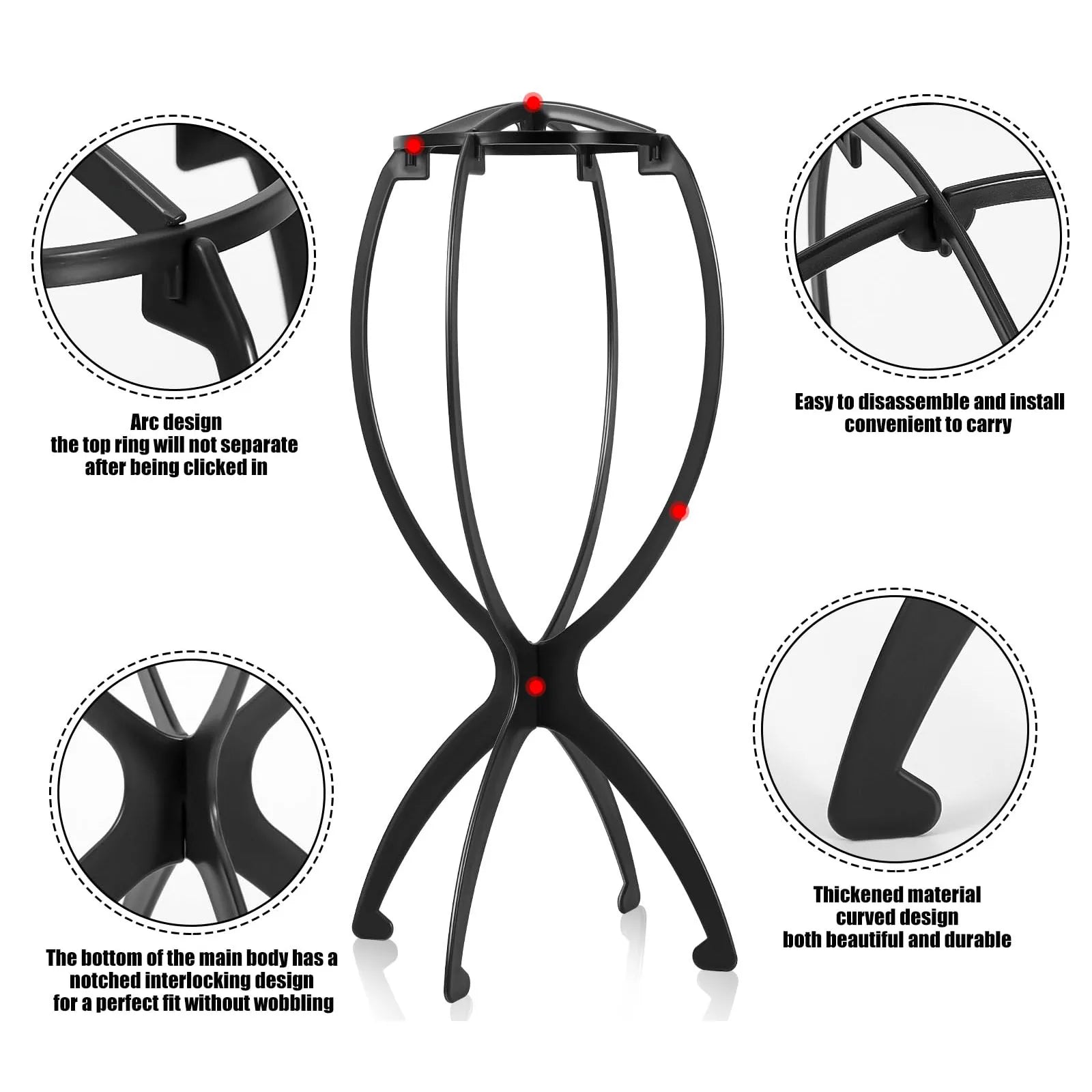 Portable Adjustable Folding Wig Stand for Styling and Display - 9