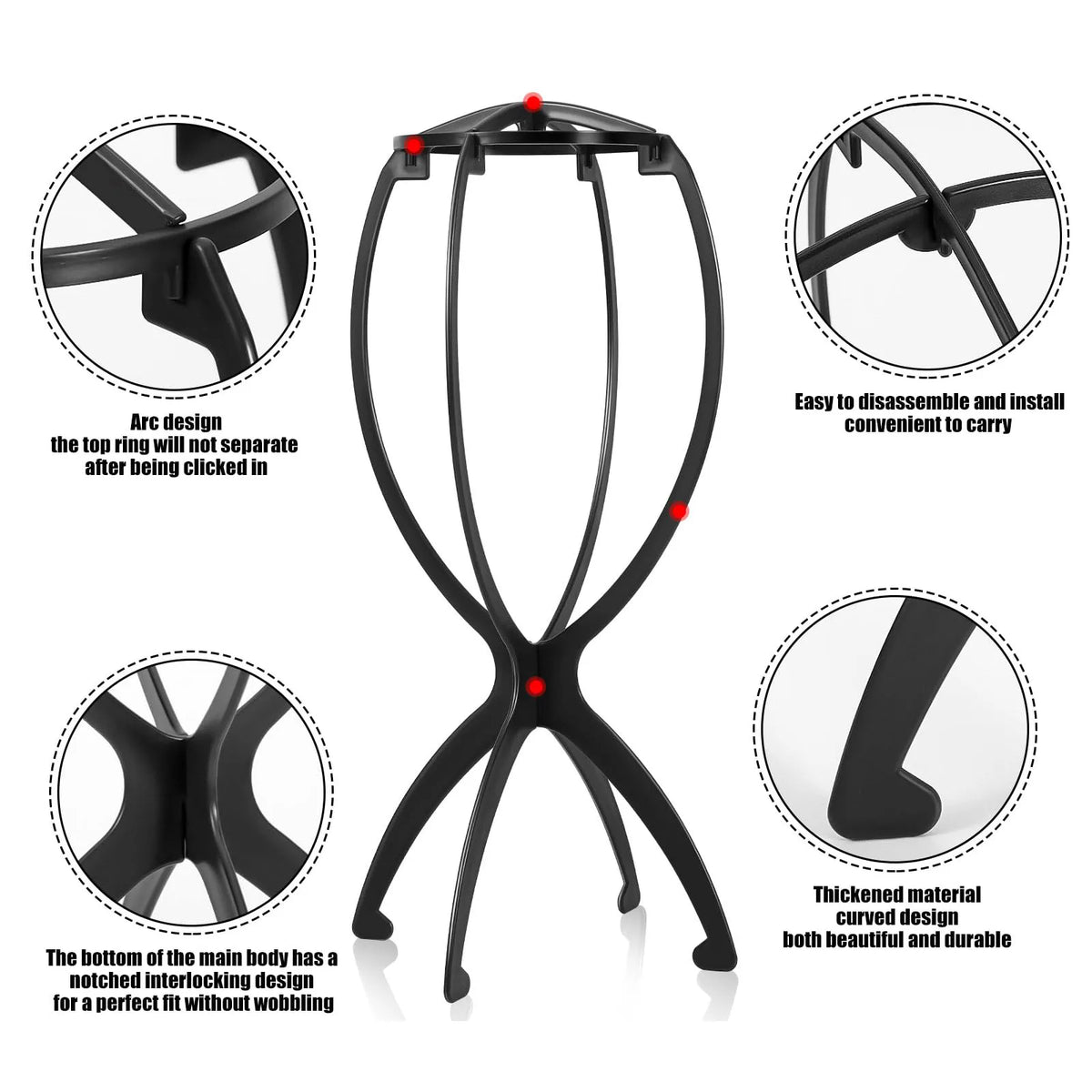 Portable Adjustable Folding Wig Stand for Styling and Display