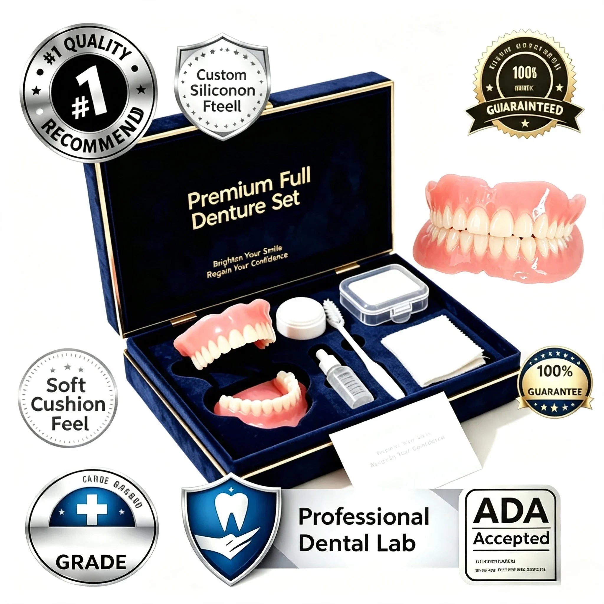 Comfortable Silicone Full Mouth False Teeth Smile Set for Daily Use - 7