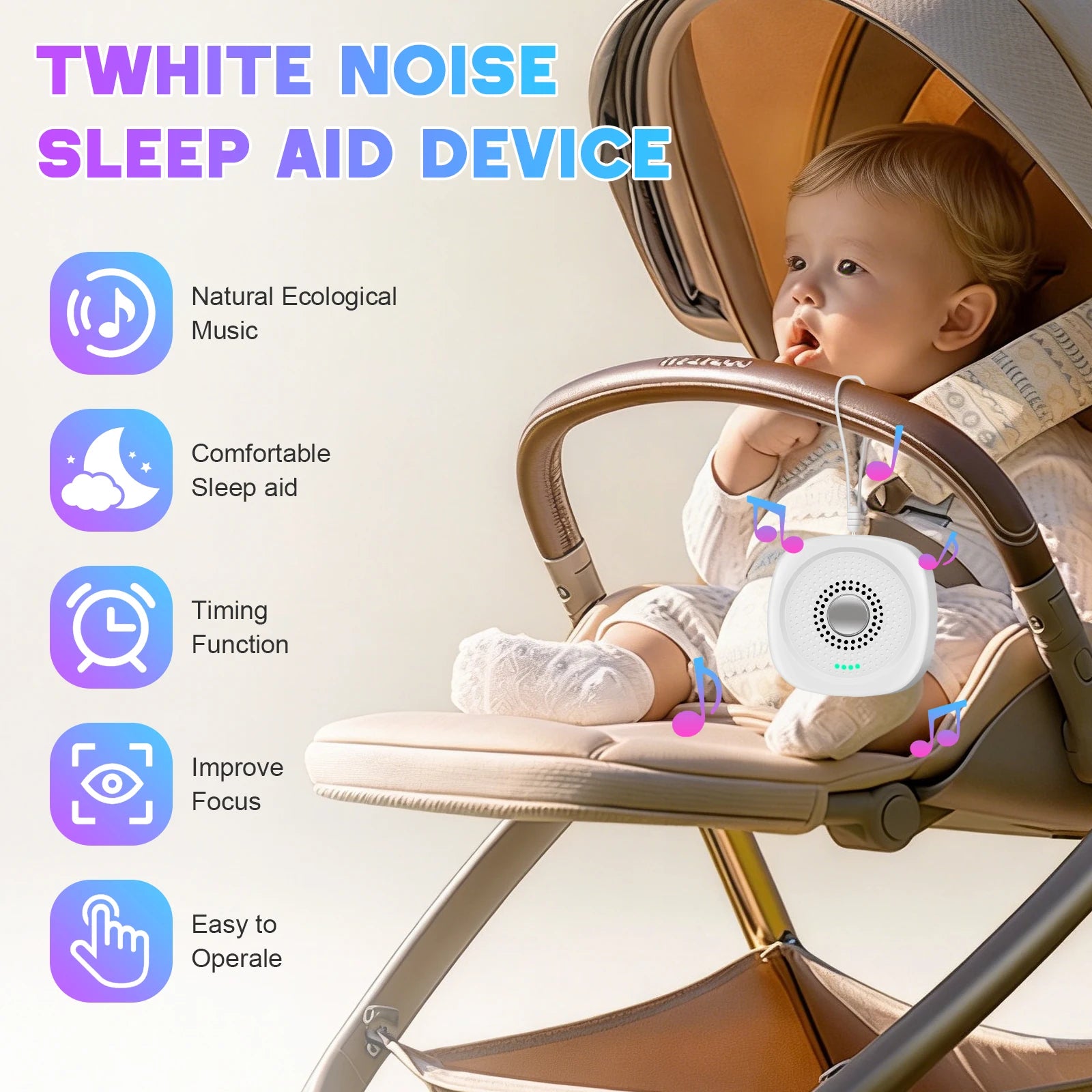 Portable White Noise Sound Machine for Baby and Adult Sleep - 2