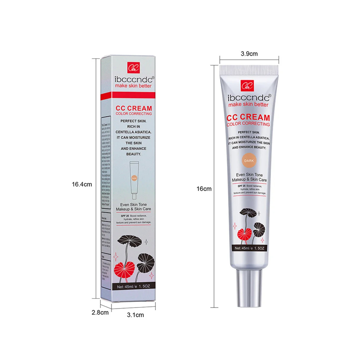 Color Correcting CC Cream and SPF 50 Sunscreen Blush Stick Makeup Set - 15