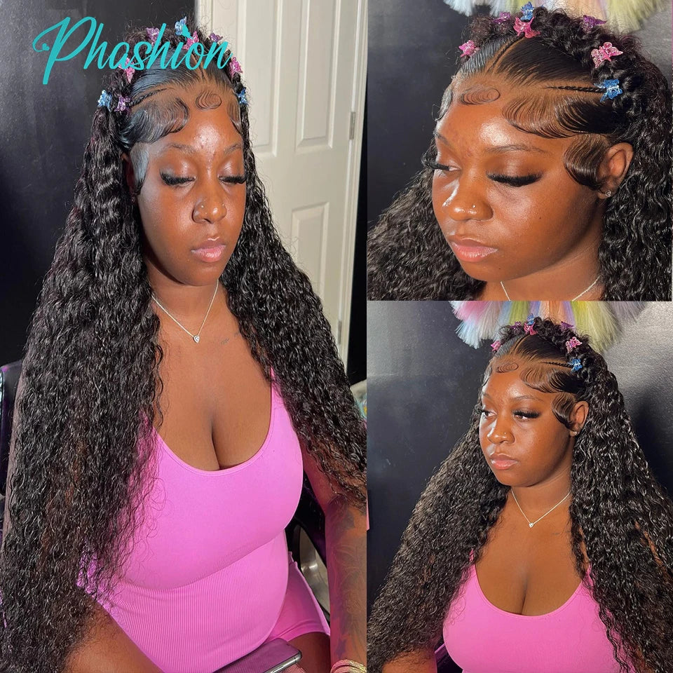 Kinky Curly Human Hair Bundles with Lace Frontal Closure - 13