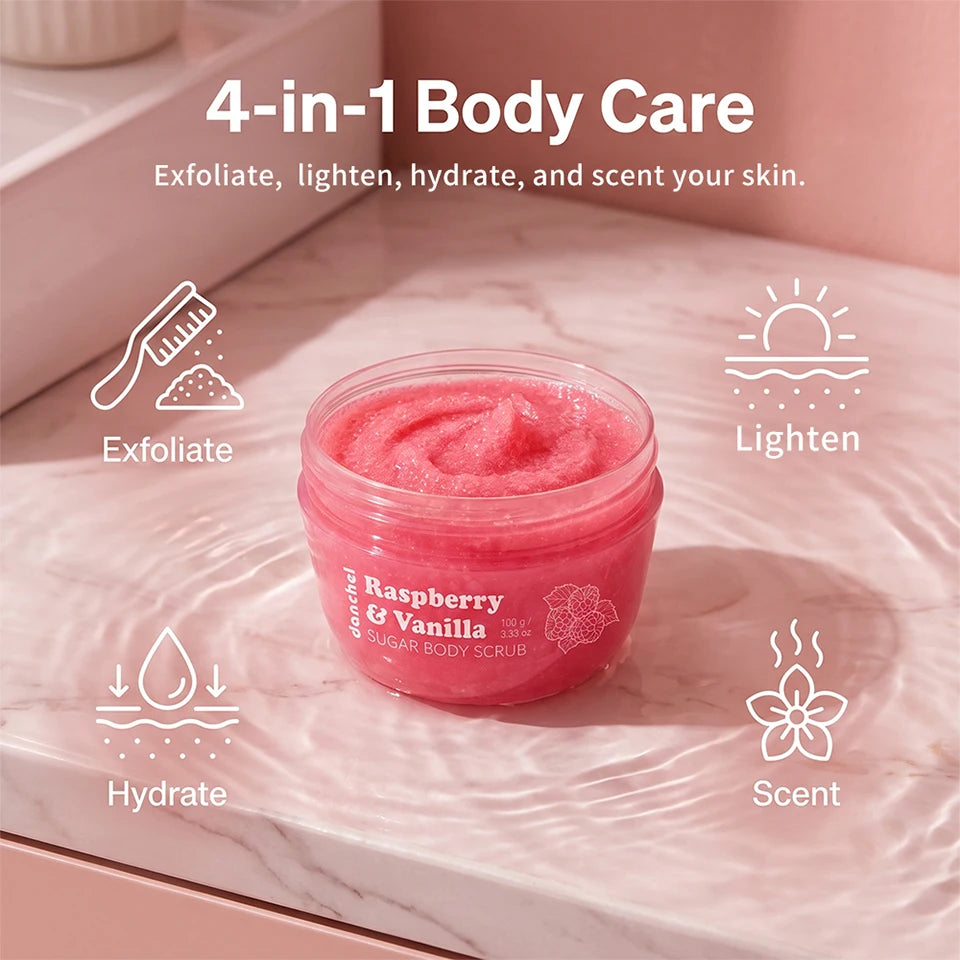 Raspberry and Vanilla Sugar Body Scrub for Smooth Nourished Skin