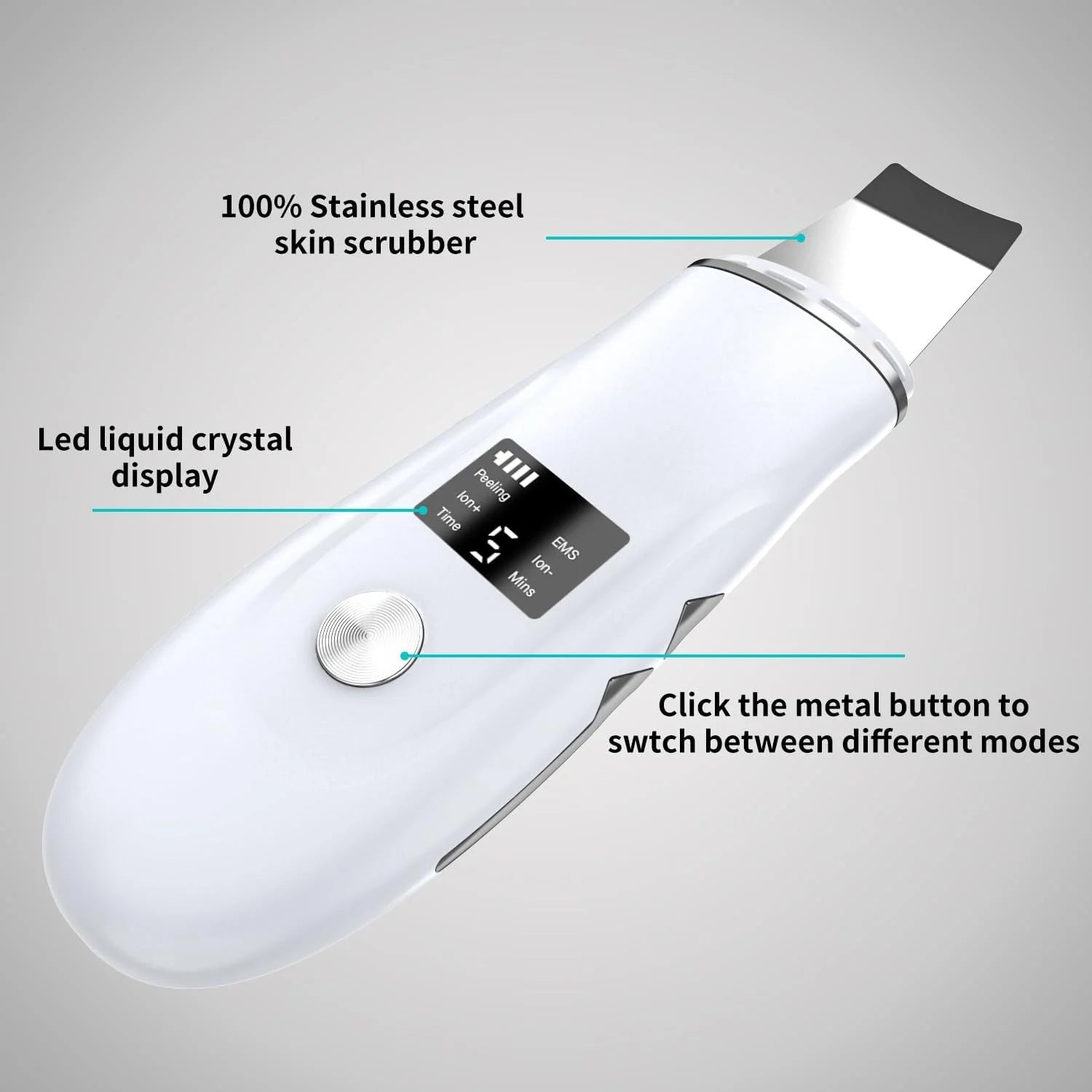 Ultrasonic Facial Skin Scrubber and Pore Cleansing Spatula Device - 2