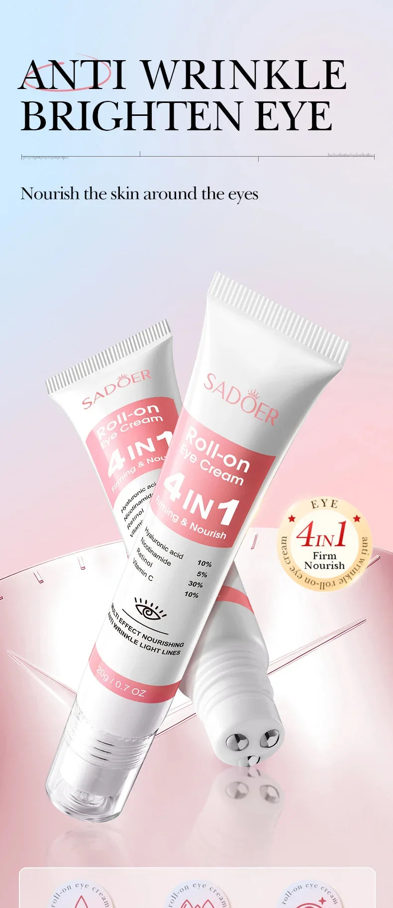 Anti-Wrinkle Retinol Eye Cream for Dark Circles and Puffiness