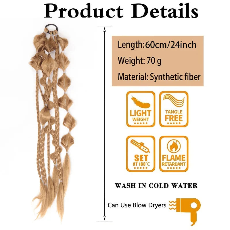 24-Inch Curly Bubble Braid Ponytail Extension - 2
