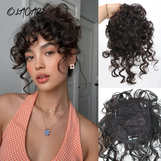 Short Curly Clip-In Hair Topper for Thinning Hair