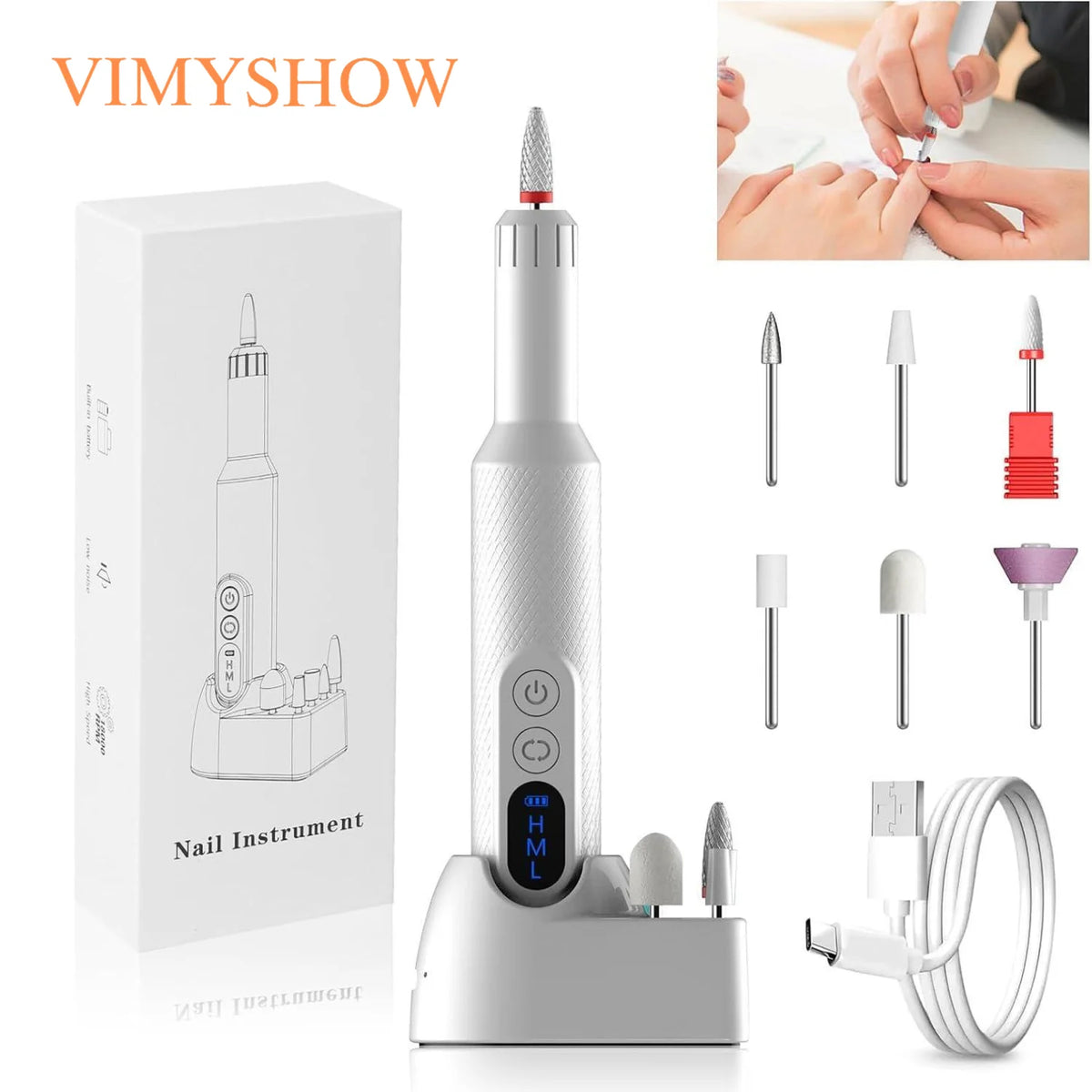 Cordless Electric Nail Drill Set for Salon-Quality Manicures and Pedicures