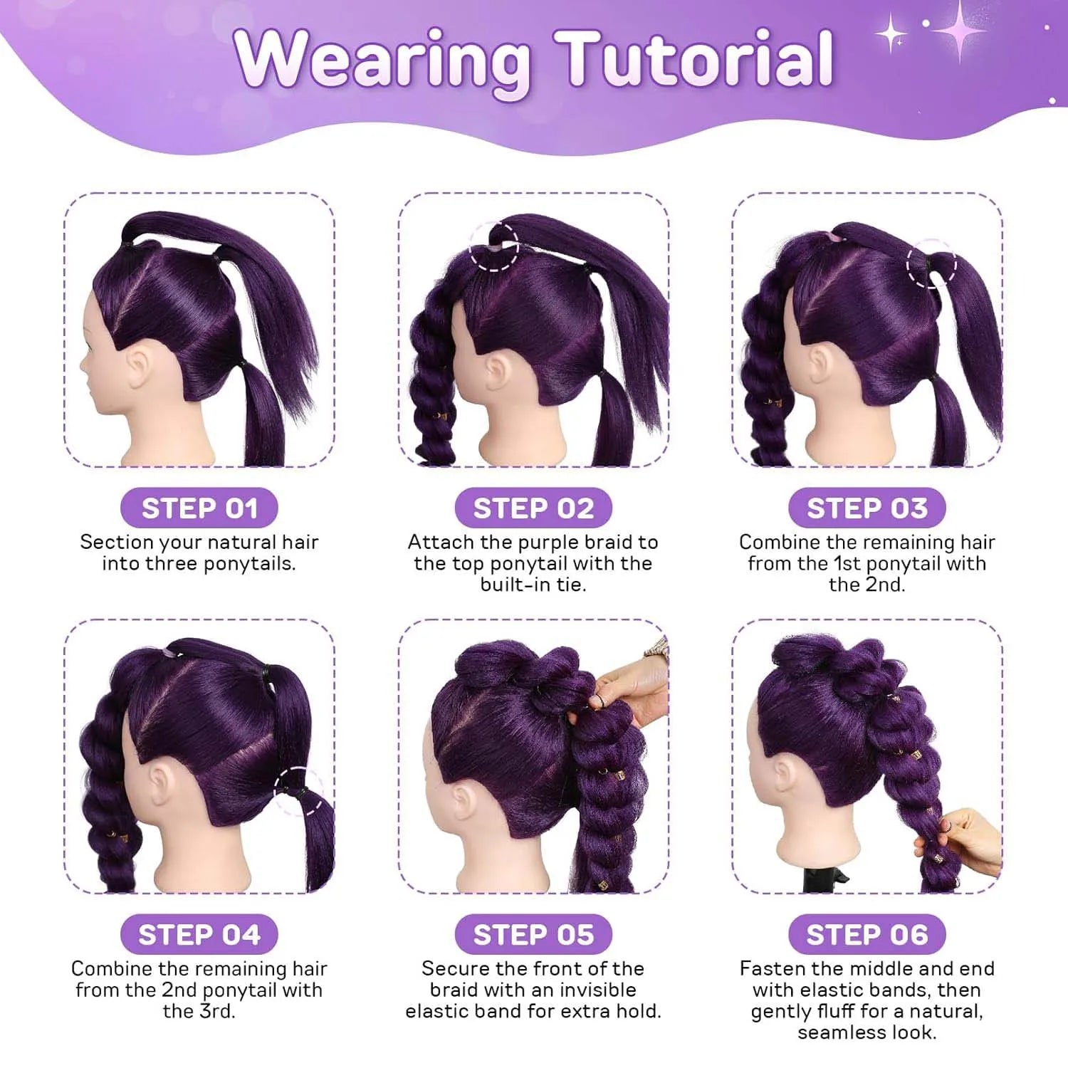 22-Inch Braided Ponytail Extension for Kids and Cosplay - 6