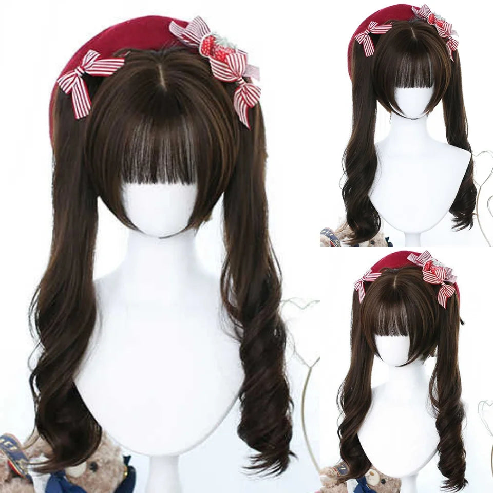 Long Wavy Blonde Cosplay Wig with Bangs