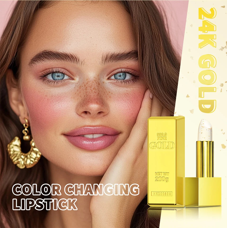 Color Changing Gold Flake Lip Balm for Hydration and Natural Pink Tint - 8