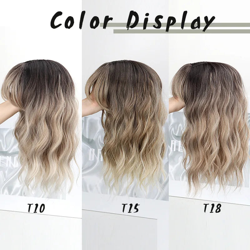 Short Wavy Bob Wig with Bangs for Natural Daily Wear