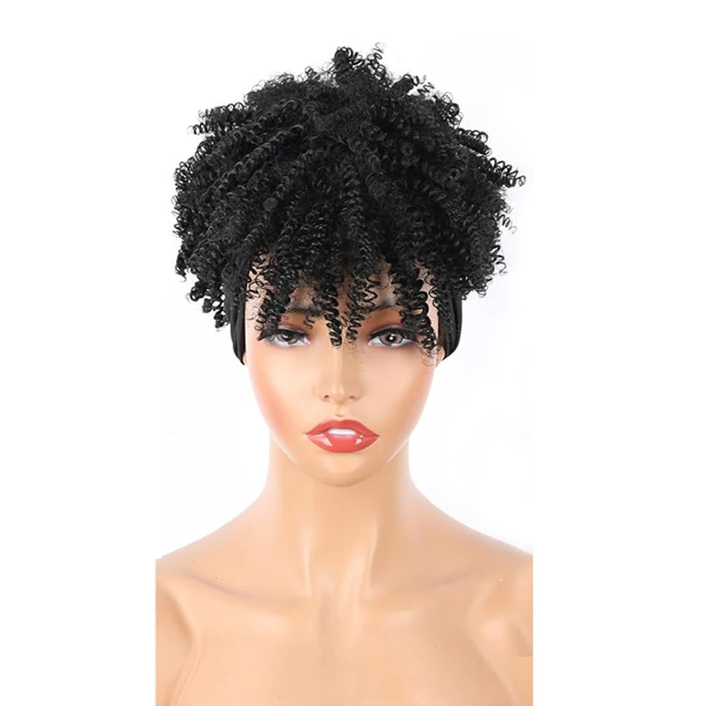 Short Curly Kinky Headband Wig for Women