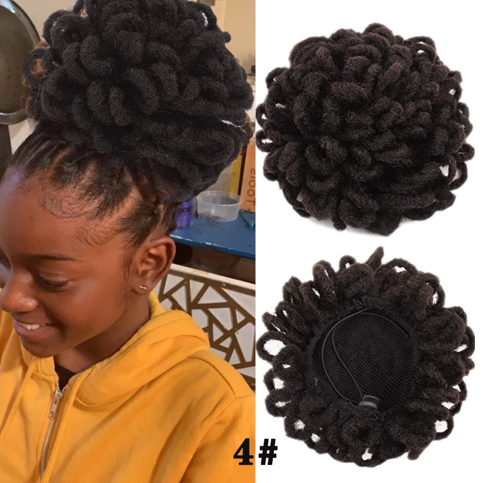 Synthetic Dreadlock Afro Puff Drawstring Ponytail Bun