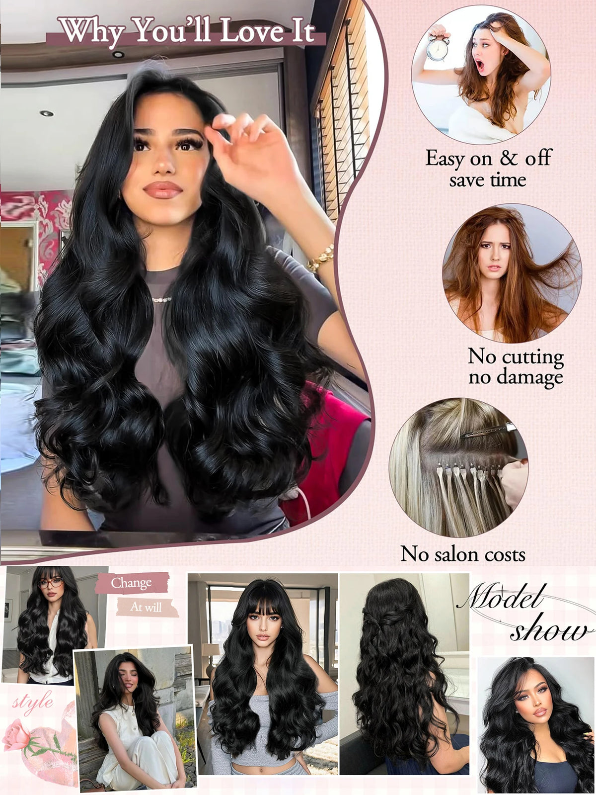 Wavy Clip-In Hair Extensions for Instant Volume and Length