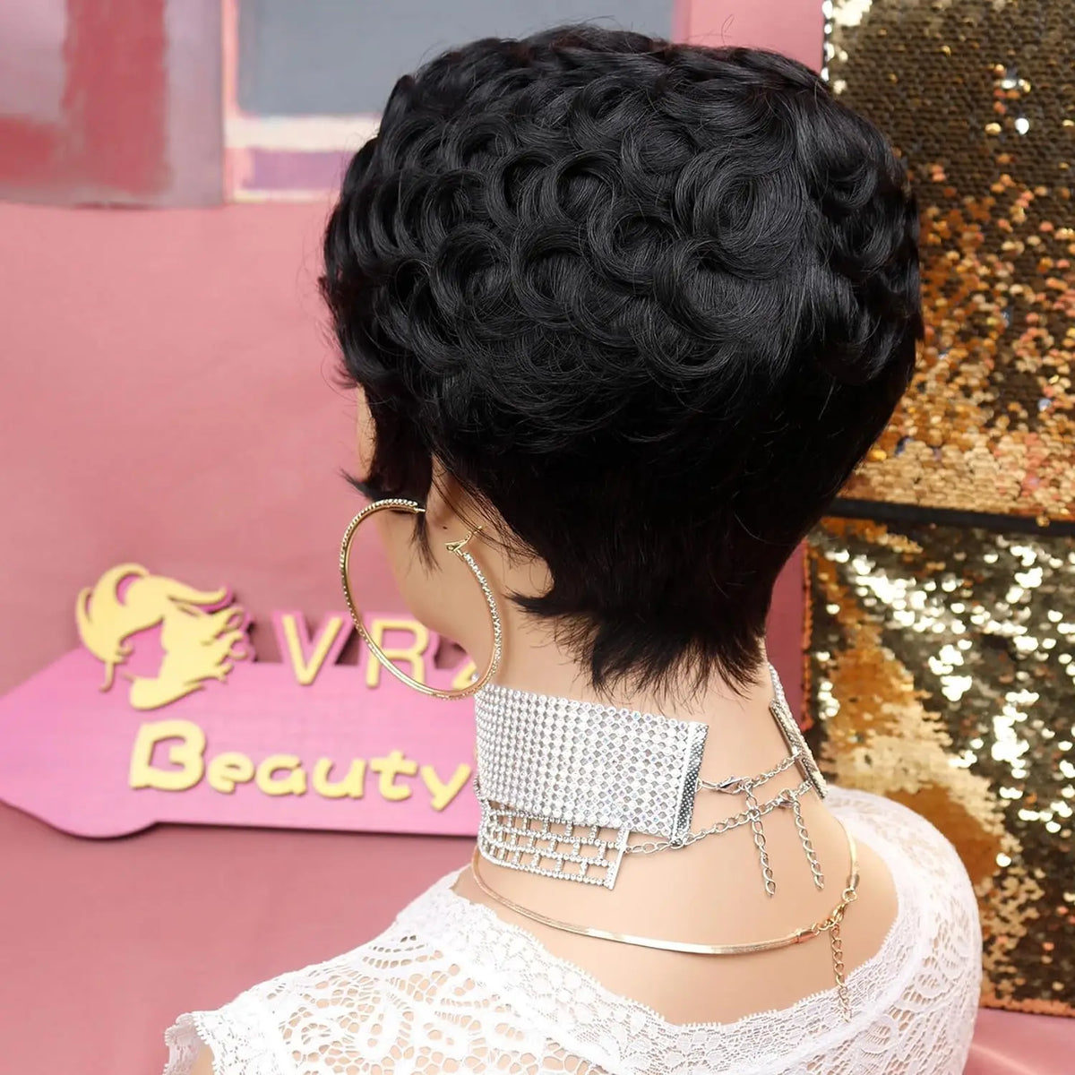 Short Curly Pixie Cut Wig for Daily Wear