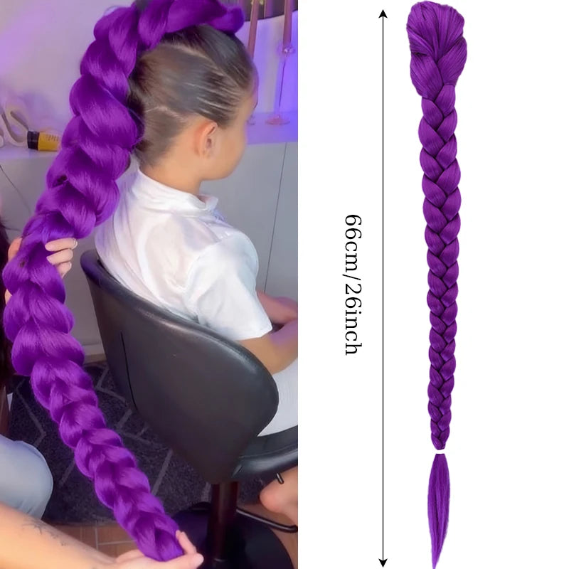 Purple Braided Ponytail Extension for Cosplay and Parties - 13