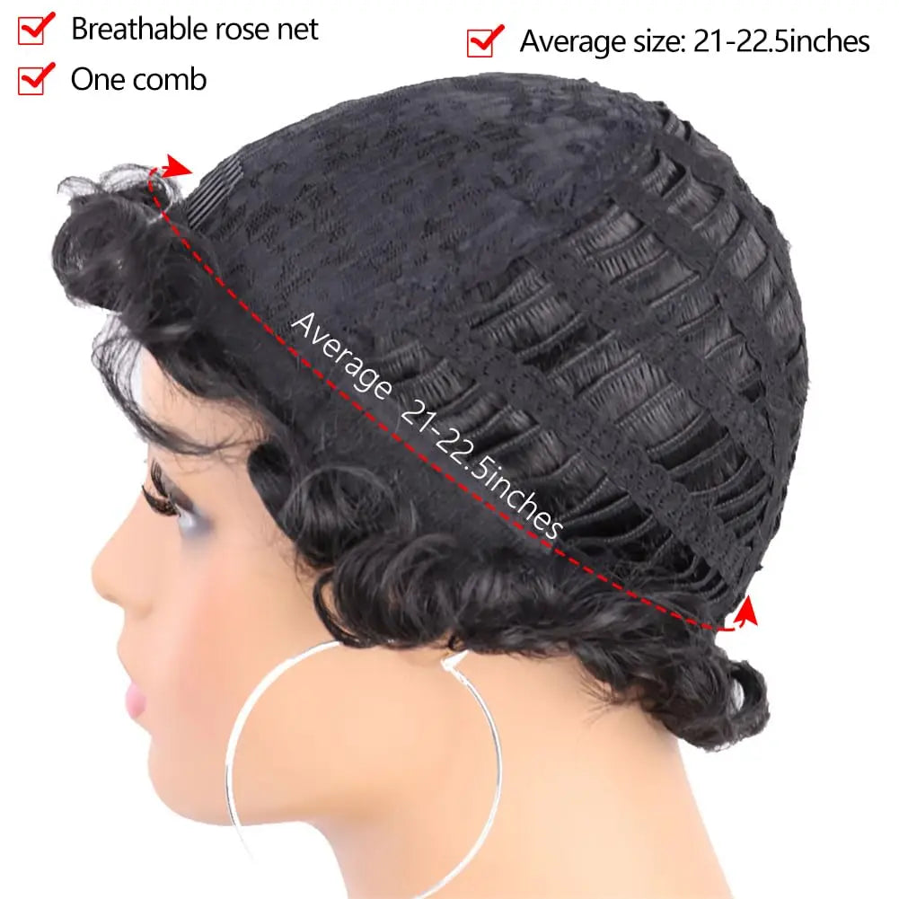 Short Finger Wave Curly Wig for Women Retro 1920s Style Party Hair - 4