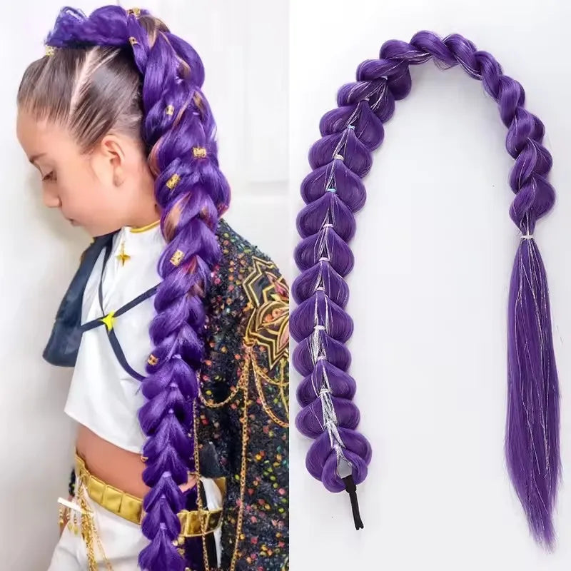 32-Inch Synthetic Braided Ponytail Extension with Tinsel - 9