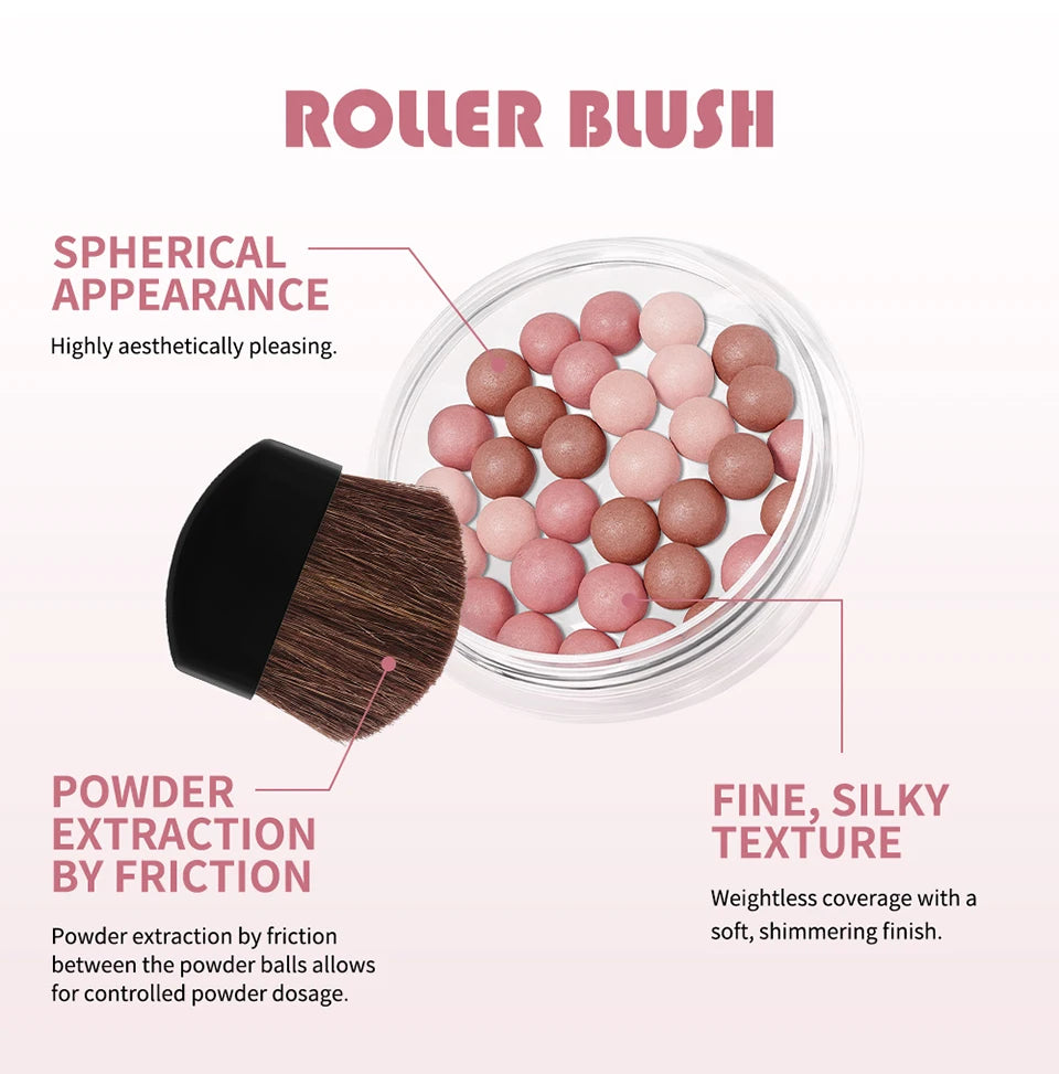 Spherical Powder Bead Blush for Natural Glowing Makeup Finish