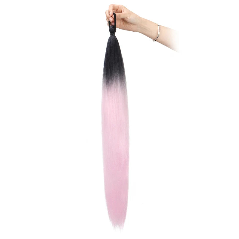 24-Inch Long Colored Braided Ponytail Hair Extension