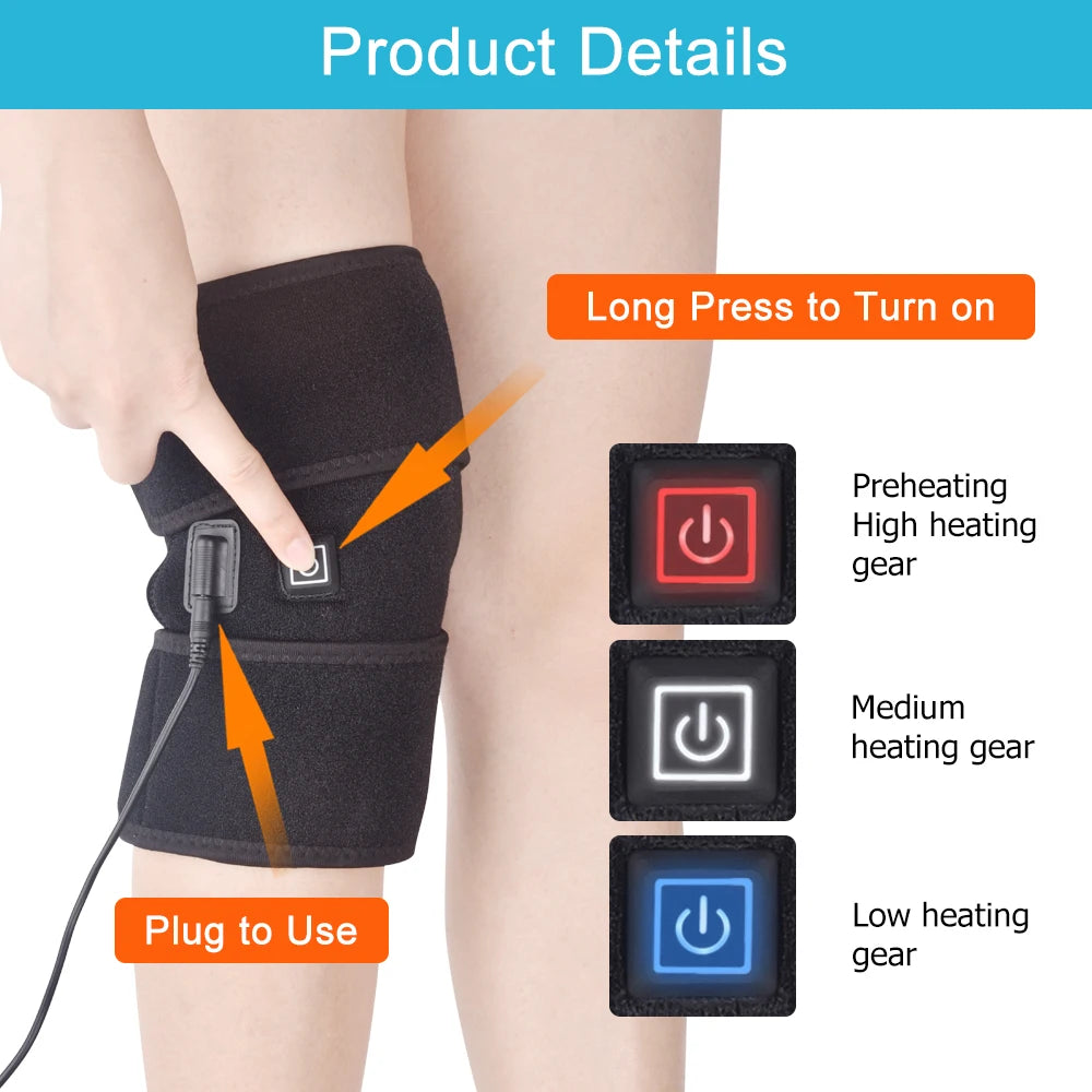 Electric Heated Knee Support Brace for Joint Pain and Muscle Relaxation - 4