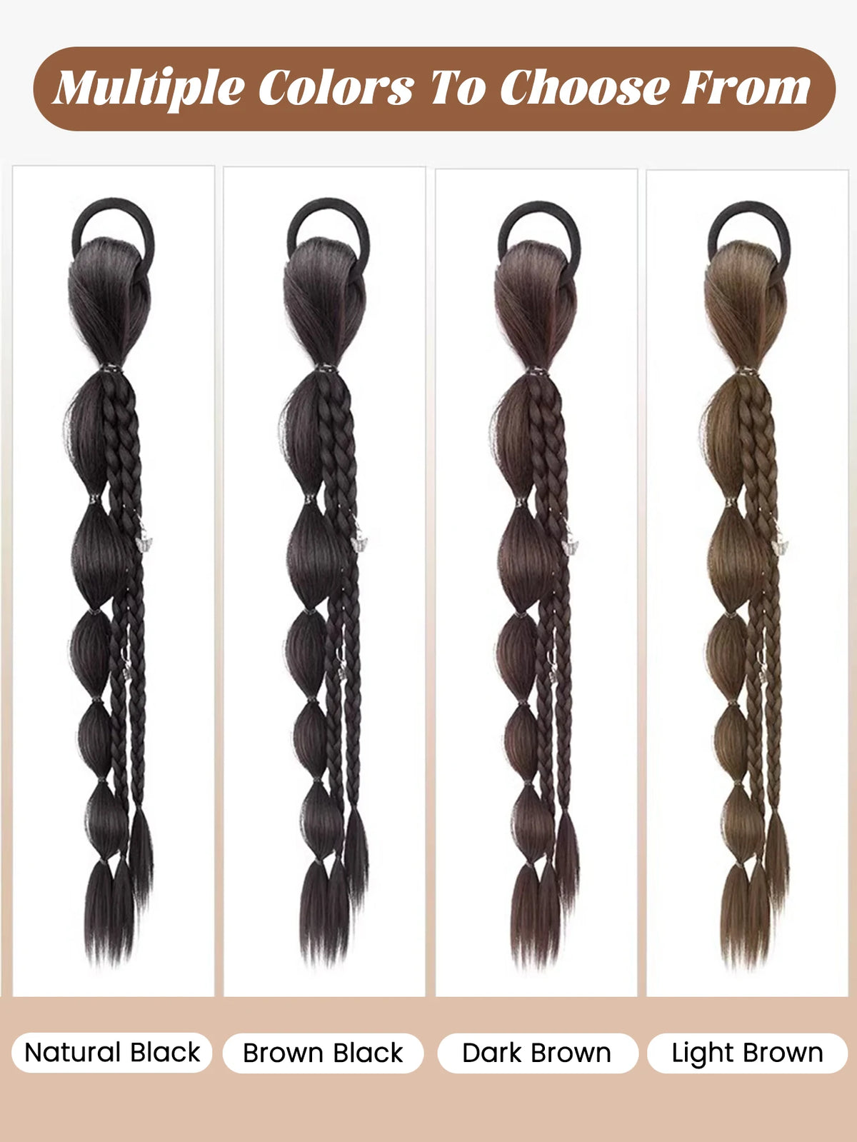 18-Inch Synthetic Bubble Braid Ponytail Extension with Rubber Band