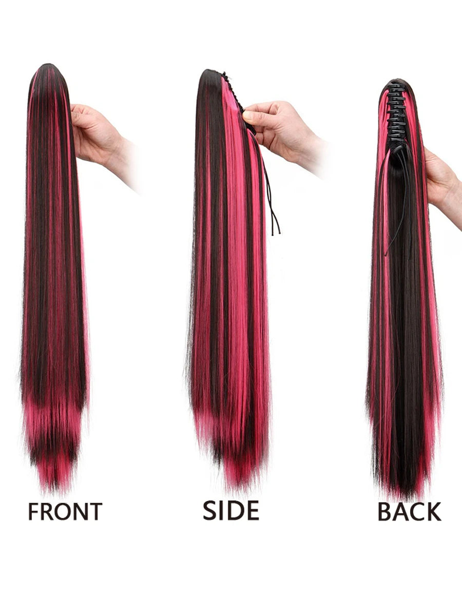 24-Inch Long Straight Claw Clip Ponytail Hair Extension - 7